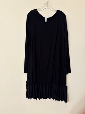 Black Long Sleeve Ruffle Hem Dress